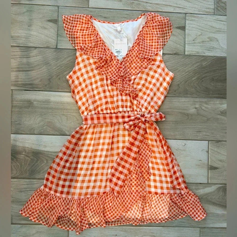 LC Lauren Conrad Ruffle-Neck Flutter-Sleeve Wrap Dress